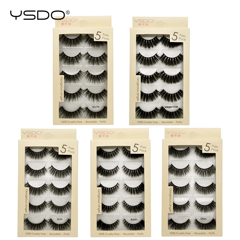 Ресницы норковые YSDO 5 пар ресницы полоска для макияжа 3d натуральные длинные