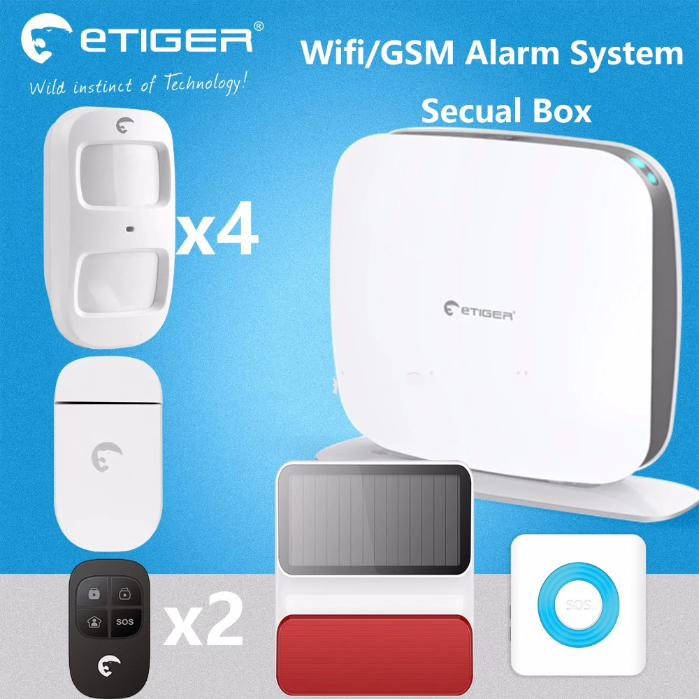 Etiger Новый WI FI сигнализации secual коробка V2 GSM + установка App охранной 433 мГц|box box|box setbox