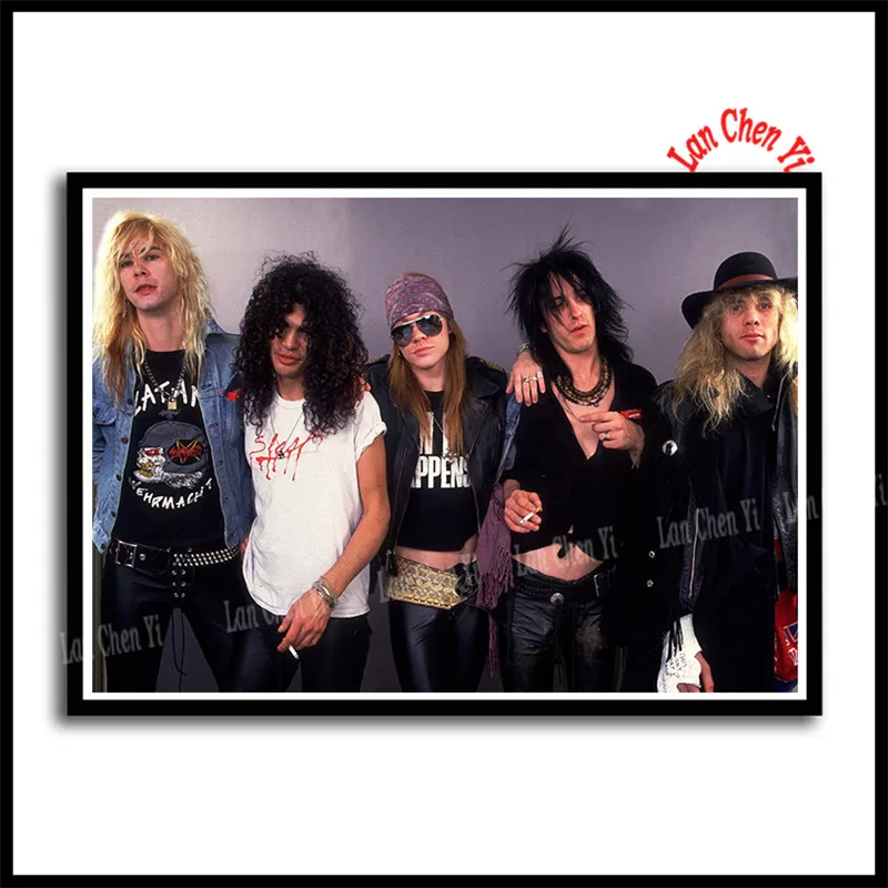 Светло-желтый Guns n' Roses жесткая Рок Музыкальная Группа Slash плакат белая бумага с покрытием плакаты отличные фотографии на стену для подарка - Цвет: Светло-желтый