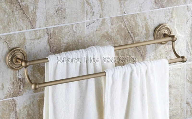 

Bathroom Accessory Wall Mount Antique Brass Double Towel Rail Bar Wba093