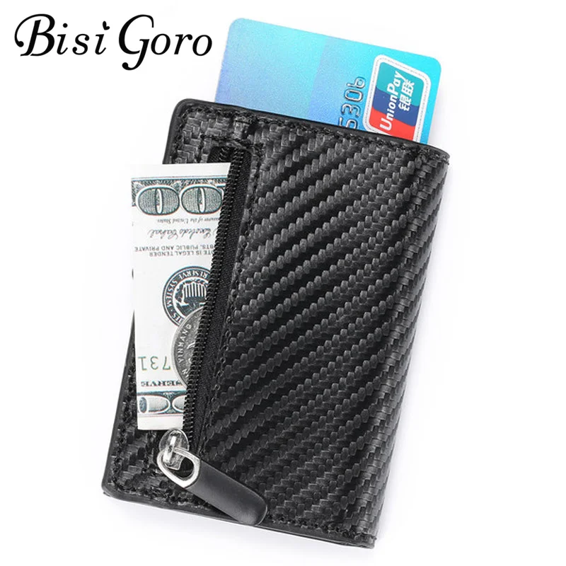 

BISI GORO/2021 Блокировка Чехол-кошелек из искусственной кожи с RFID карты держатель карты Чехол одиночная коробка смарт-Кредитная карта держатель ...