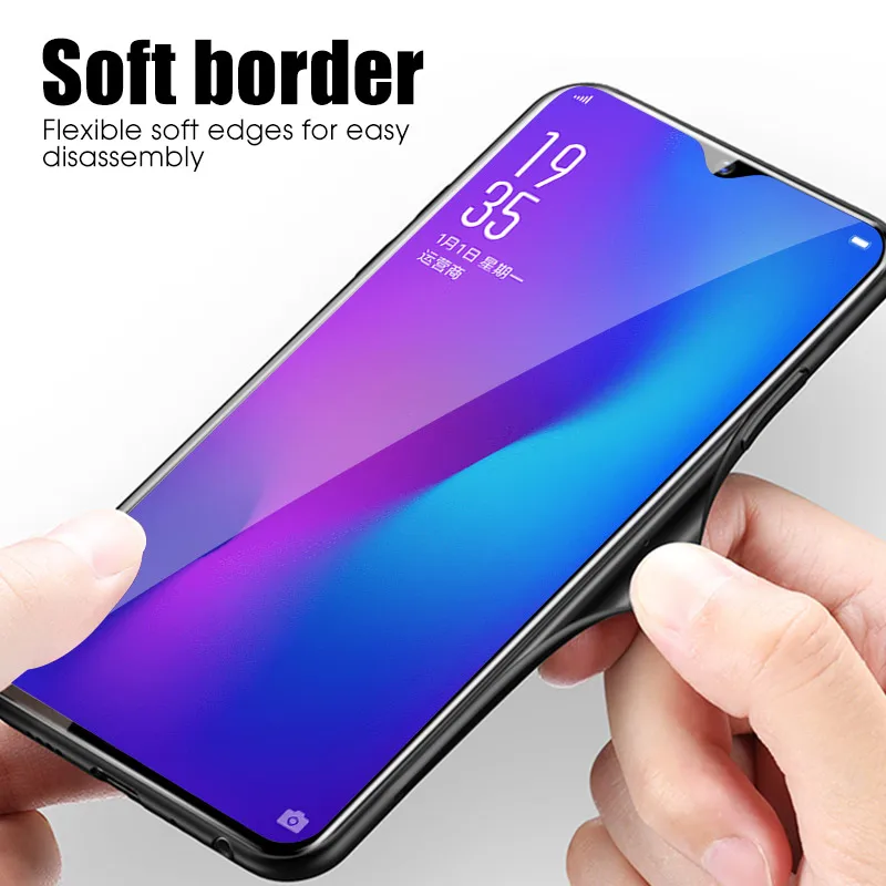 Gradient Tempered Glass Phone Case For OPPO F11 Pro R17 Find X R15X R19 K1 Silicone TPU Frame Hard Cover |