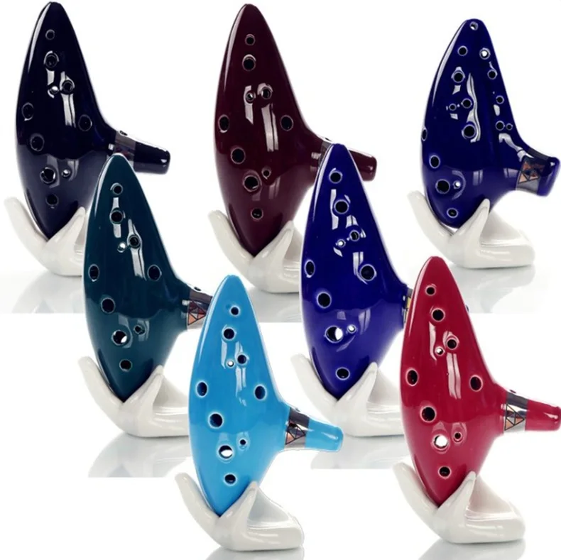 Классический синий музыкальный инструмент Ocarina Alto C с 12 отверстиями яркая