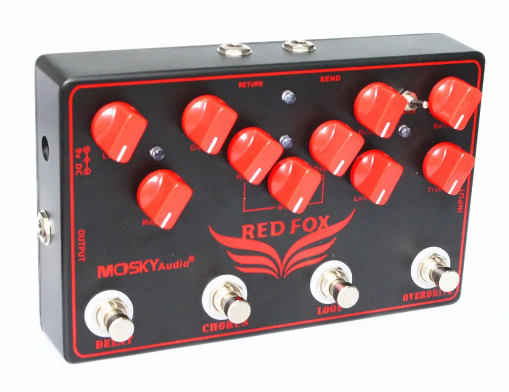 Аксессуары для гитары RED FOX педаль Overdrive петля хор задержка 4 эффектов в 1 блок