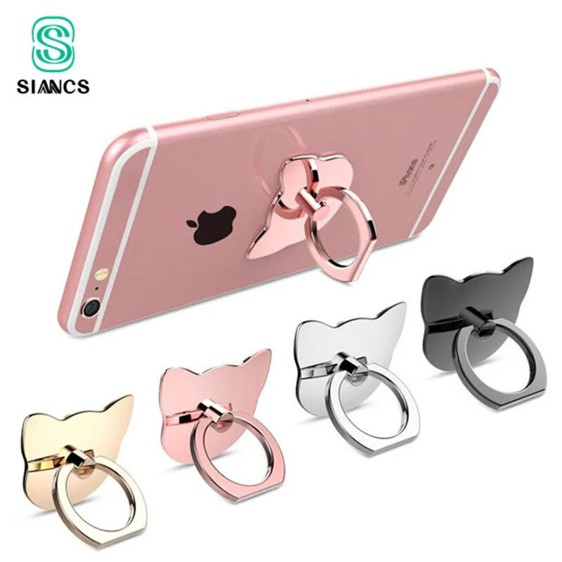 

SIANCS 360 Degree Cat Ear Finger Ring Mobile Phone Holder Smartphone Stand Mount Support for IPhone IPad Xiaomi Smart Phone