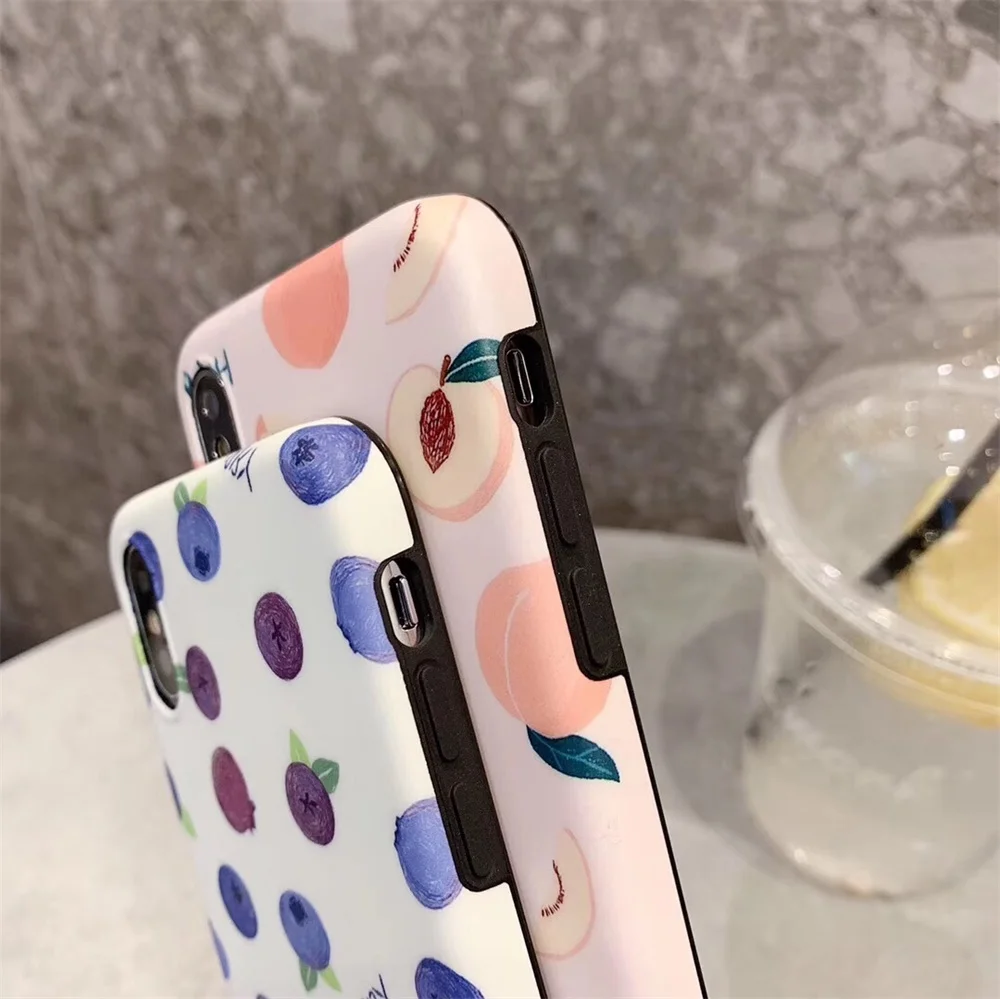 Силиконовый чехол с изображением фруктов для iPhone X XS Max XR персиковые черники IMD