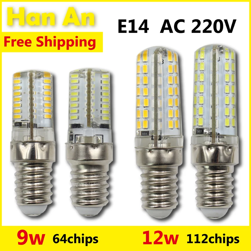 SMD 3014 E14 светодиодный кукурузы световая лампа COB 220 V 64 s 112 прожекторы точечной