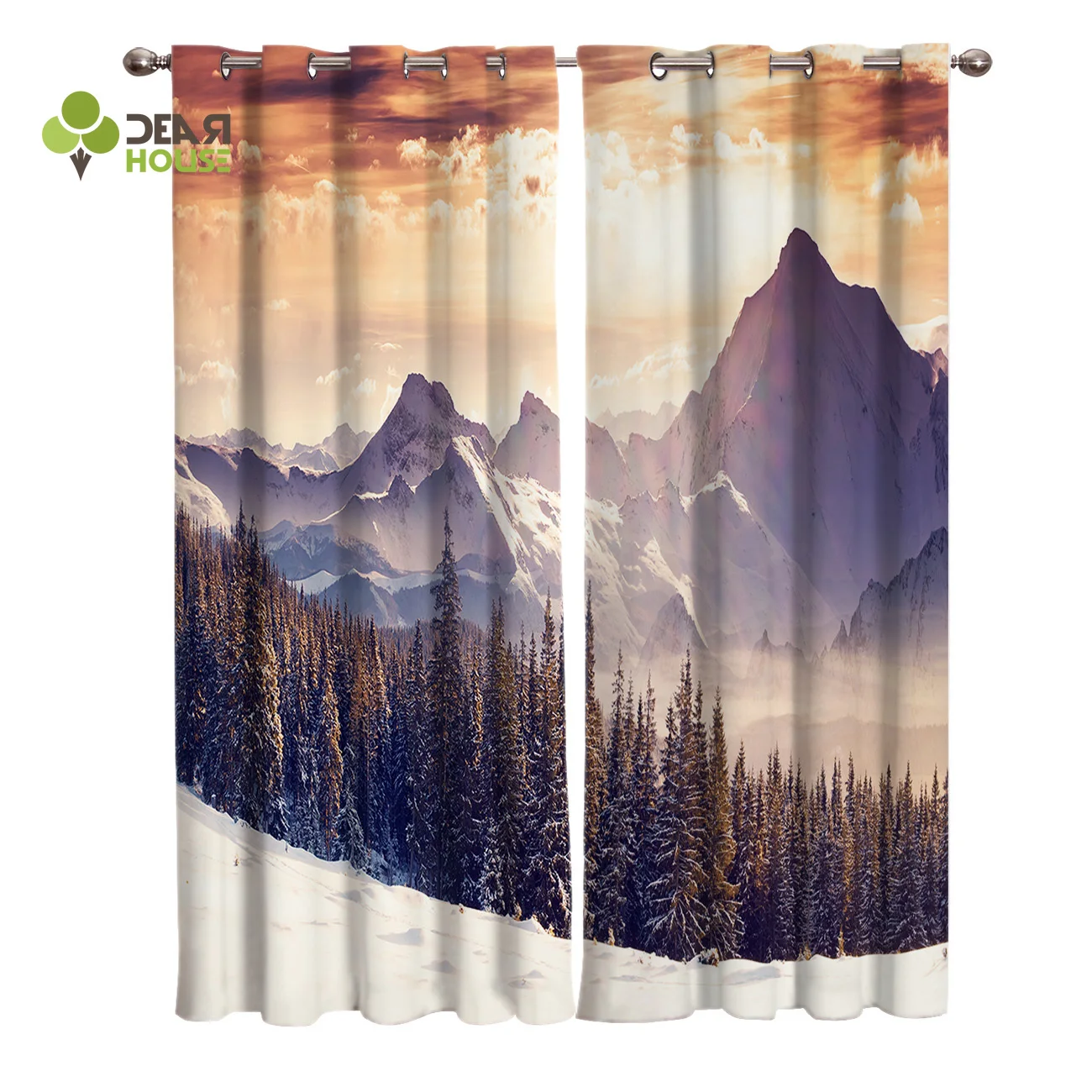 

Занавески природа пейзаж Швейцарский Рождественский лес снежное окно Декор для гостиной