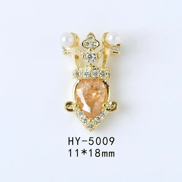 HY5009 10 шт./лот, корона, 3D сплав, дизайн ногтей, циркон, металл, маникюр, аксессуары для ногтей, ювелирные изделия, сделай сам, украшение для ногтей, хрустальный камень, подвески для ногтей - Цвет: HY5009