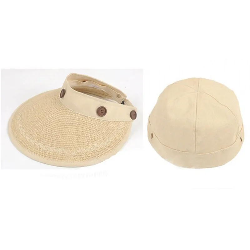 Летняя Женская Складная соломенная шляпа от солнца пляжные съемные шляпы с