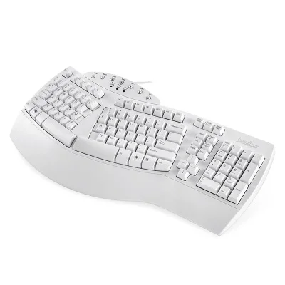 White Old Version Perixx PERIBOARD-512II USB Проводная Ergonimic мультимедийная клавиатура удобный обтекаемый дизайн для игр, офиса и домашнего использования - Цвет: White Old Version