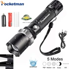 Светодиодсветильник вспышка, ультра яркая, XML T6, тактическая вспышка, 5 режимов, фонарик, 5000 лм, масштабируемый, водонепроницаемый, перезаряжаемый, 18650, z10