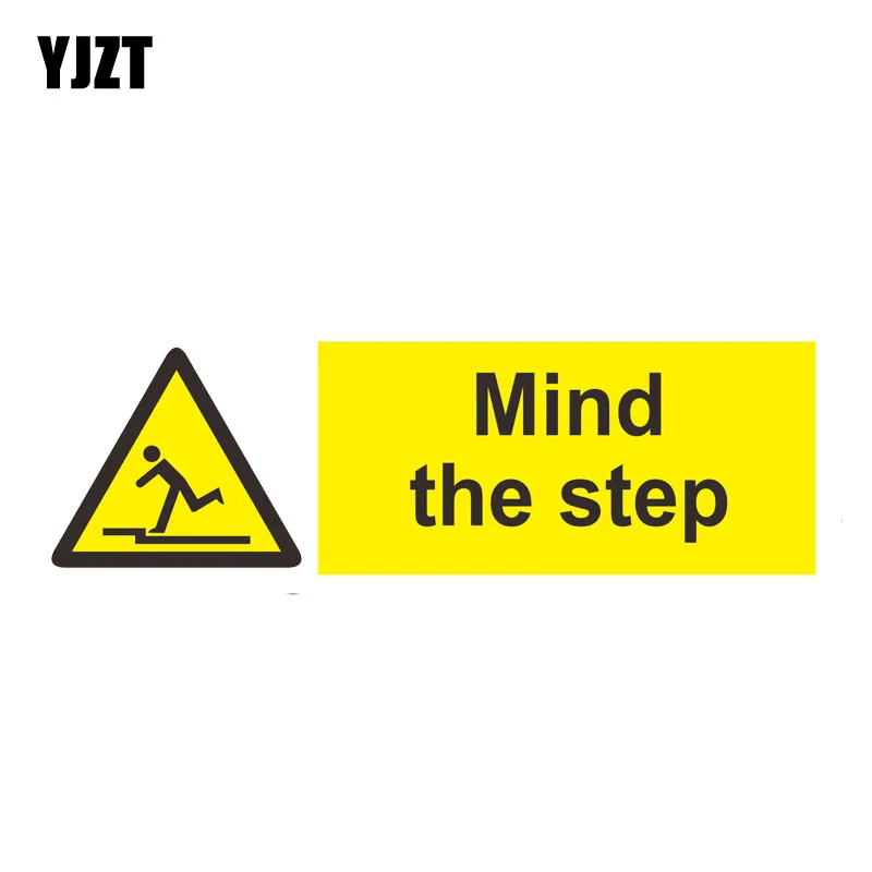 

YJZT 17.4CM*5.4CM Mind The Step Warning Decal Funny Car Sticker PVC 12-0750