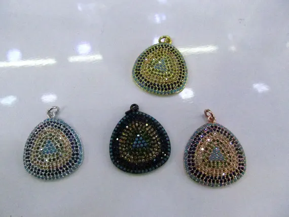 

Micro Pave Diamond Connector Jewelry Focal Triangle Round Disc Evil Marquise Pave CZ Jewelry beads 18-32mm 2pcs