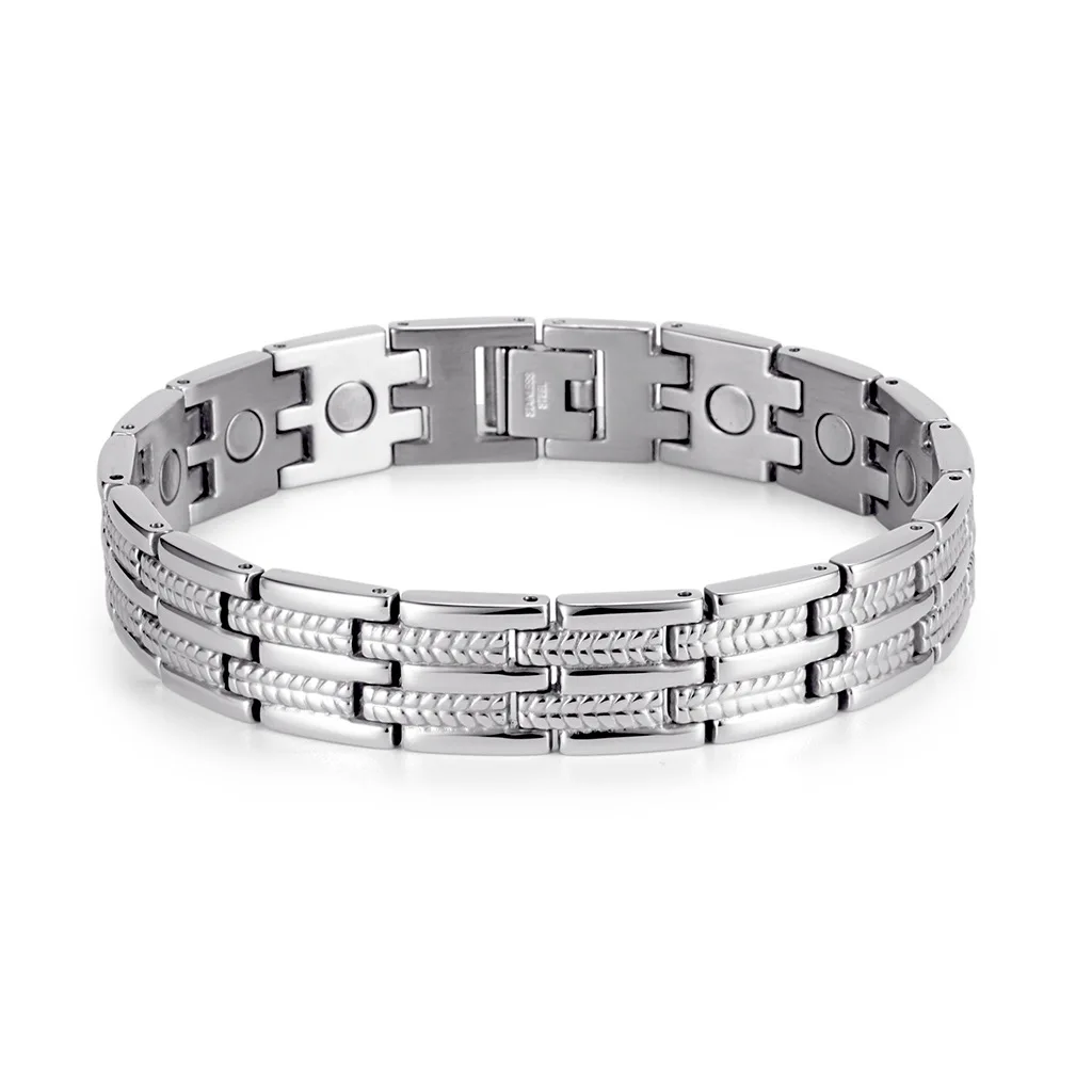 

European and American Fashion Men's Stainless Steel Germanium Bracelet Negative Ion Plating Stainless Steel Magnet Bracelet