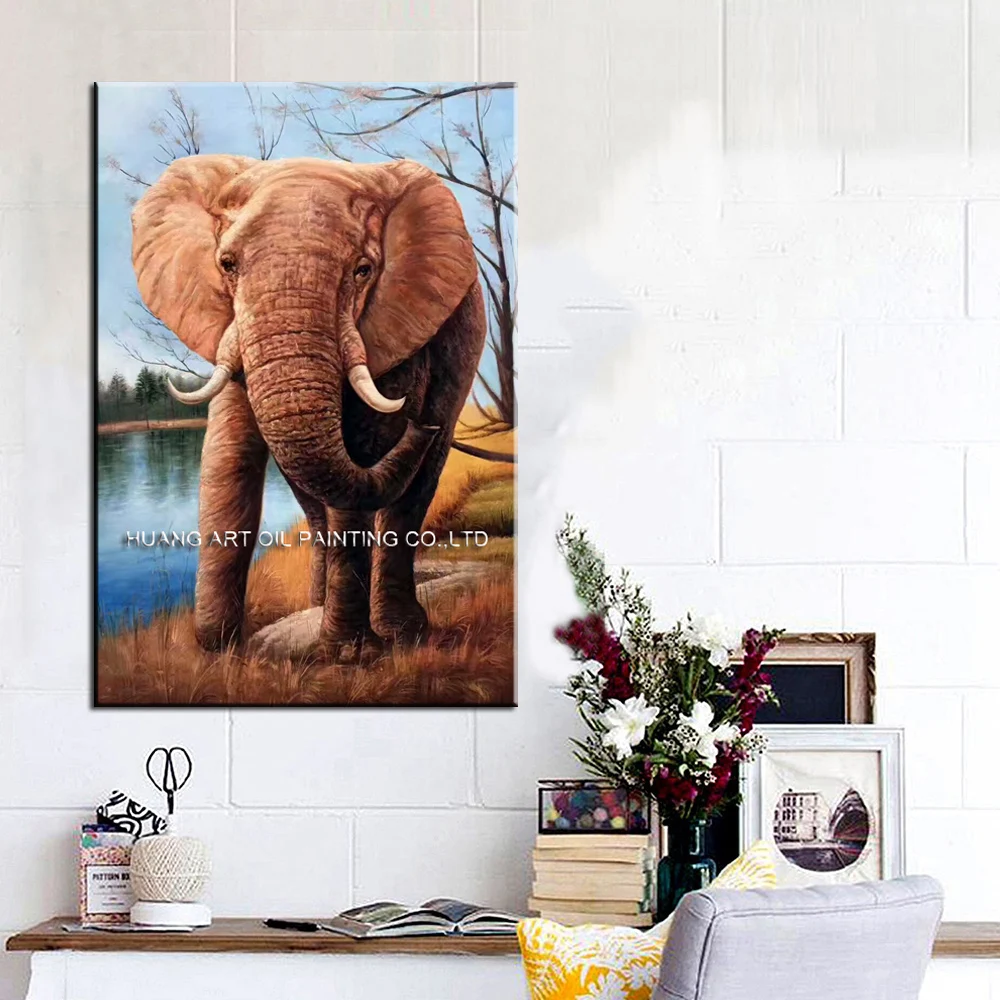 Professional Artist Handmade Impression Elephant Oil Painting On Canvas Art New Arrivals African Animals Landscape | Дом и сад