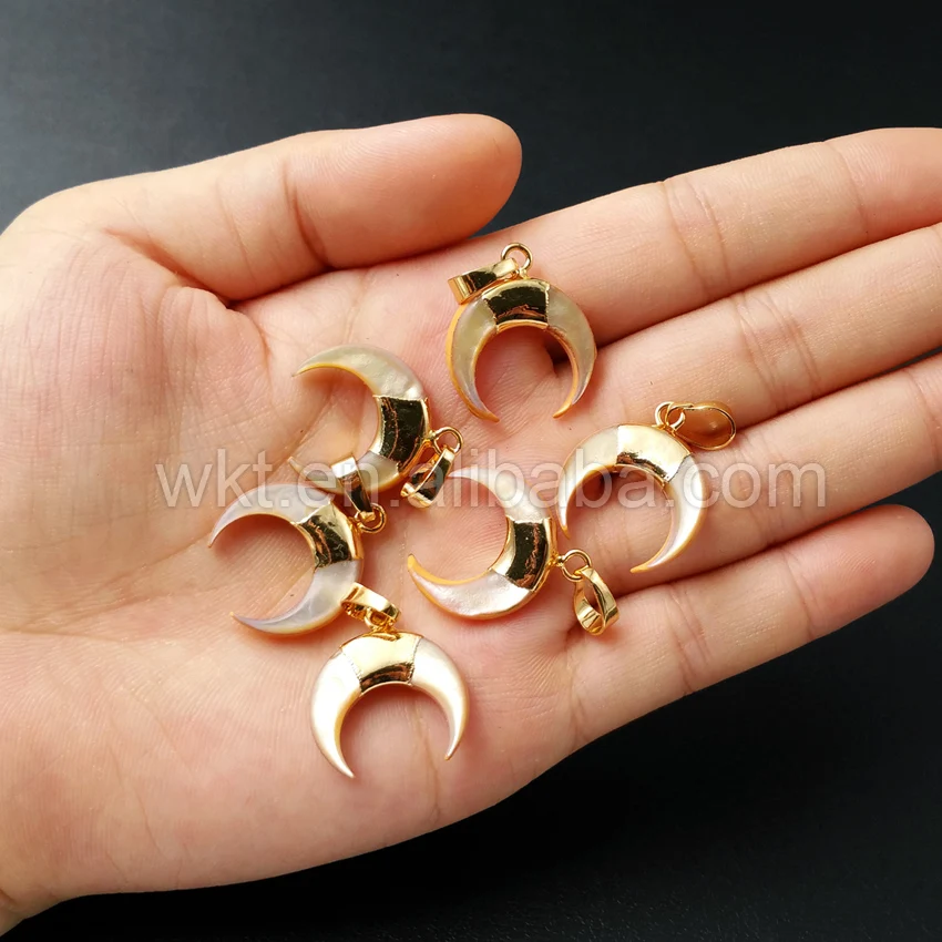 _ Оптовая продажа подвеска в виде натурального желтого маленького полумесяца из