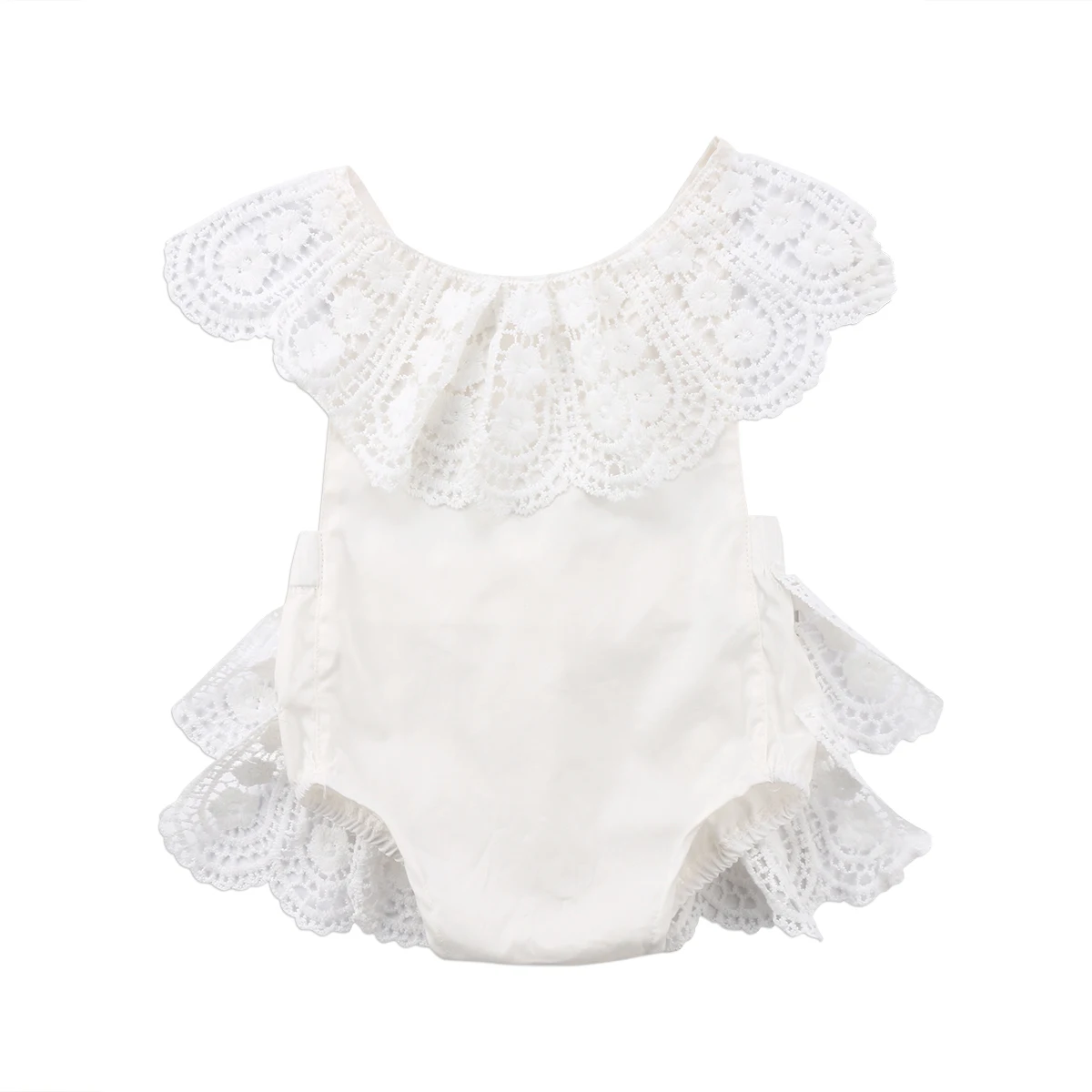 

2018 Casual Toddler Newborn Baby Girls Lace Flower Sleeveless Bodysuit Jumpsuit Outfits Clothes Size 0-24M