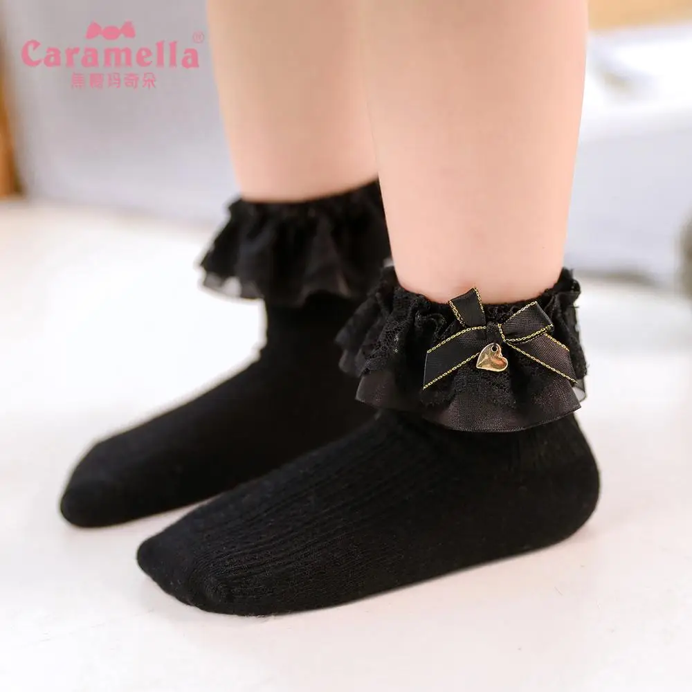 Caramella/Новые модные короткие носки очаровательное металическое сердце белого