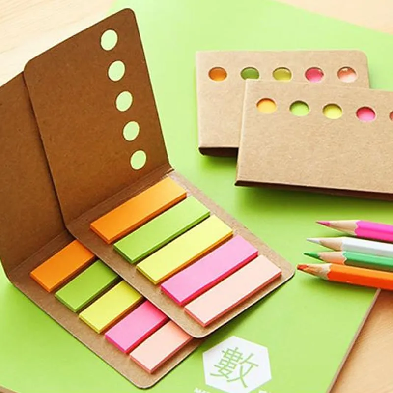 Простые кожаные Стикеры для записей 125 страниц наклейки конфетных цветов