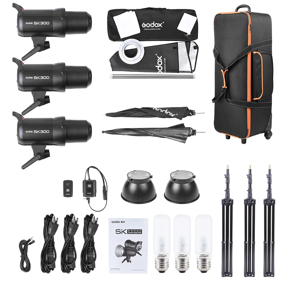 Godox SK300 D 3*300WS фотостудия стробоскоп Вспышка Комплект w/осветительная подставка