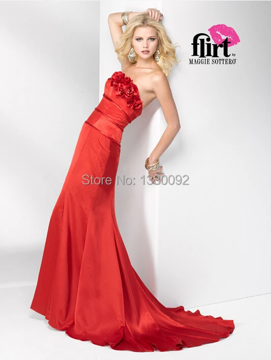 Crazy Sell New Arrival A-Line Strapless Flowers Sleeveless Taffeta Court Train Floor-Length Formal dresses Evening Dresses | Свадьбы и