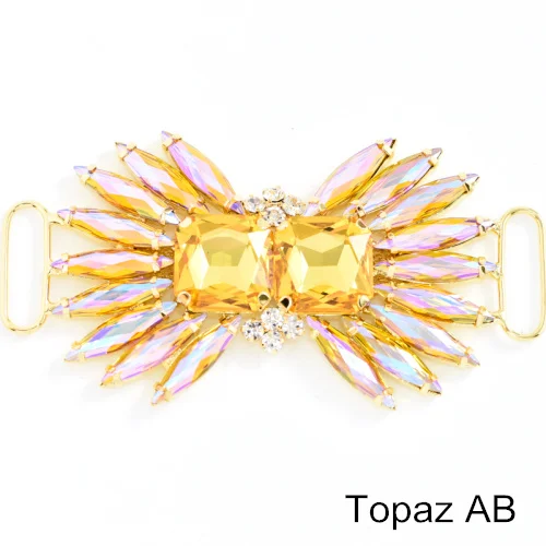 Topaz AB 1 шт много цветов кристалл AB аппликация из стеклянных страз с золотой основой лист аппликация пришить стразы для свадебного платья B3769 - Цвет: Topaz AB