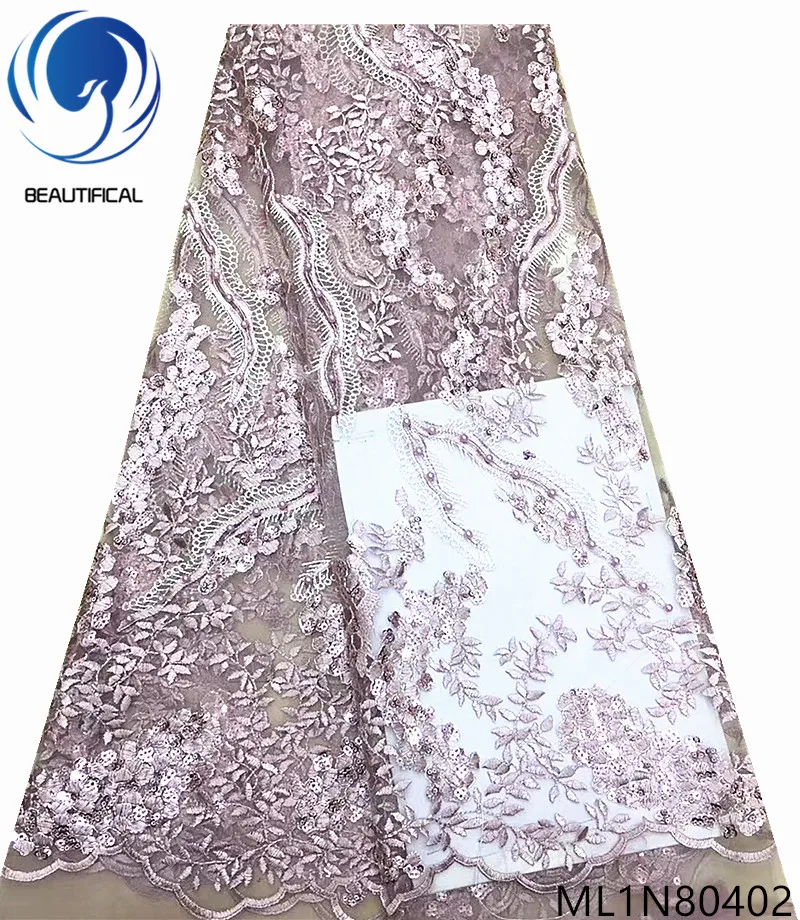 

BEAUTIFICAL french gold sequins tulle lace embroidery nigerian lace blouse styles 2019 ML1N804