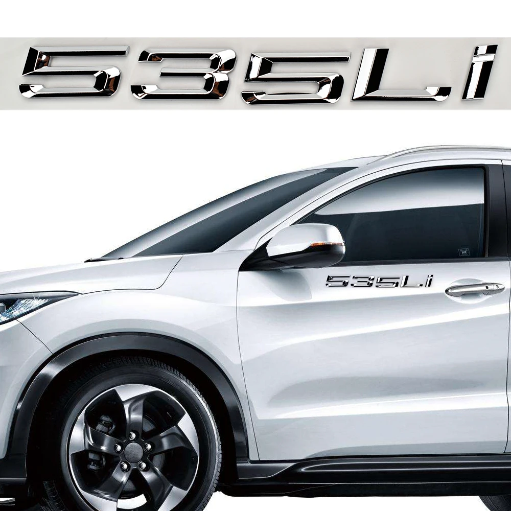 

3D Car Sticker for BMW 535Li Logo Letter Word Car Styling Bright Silver Car Refit Displacement Emblems Auto Tail Decor Stickers