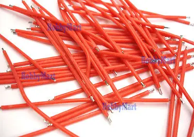 

50 PCS 22 AWG Silicone Rubber Wire 1.7mm Diameter on Red color Length : 80mm