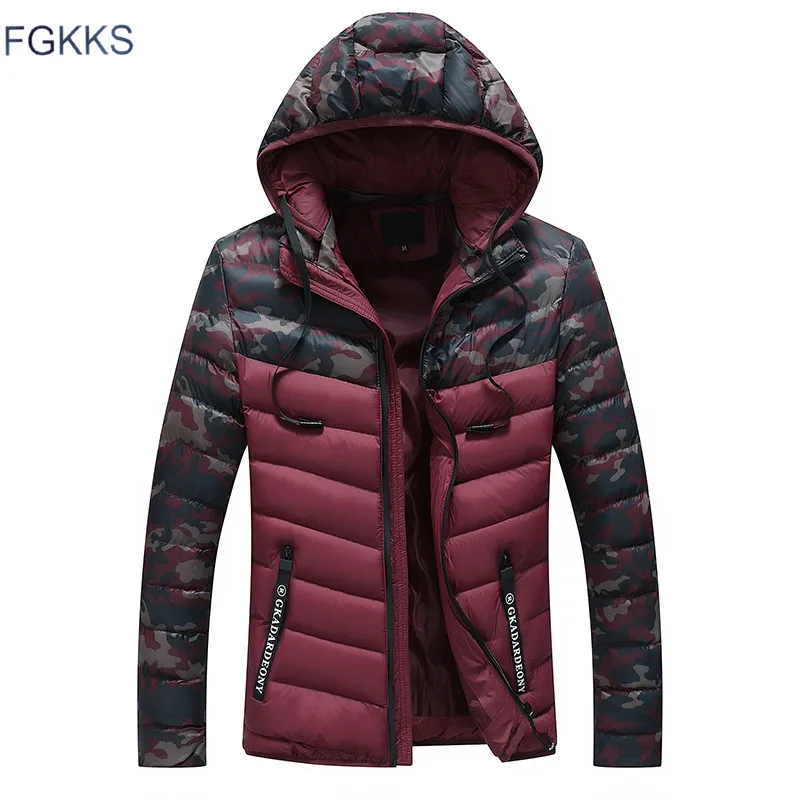 FGKKS мужские парки пальто модные брендовые зимние куртки повседневные Мужское
