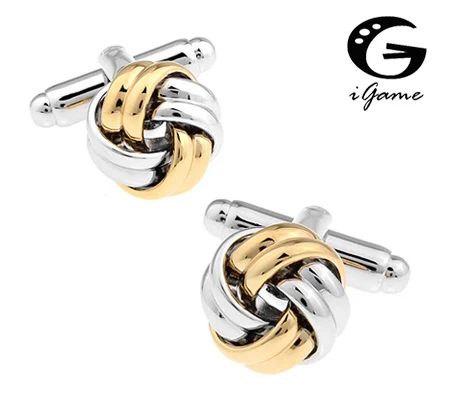 

iGame Designer Two Colors Plating Cuff Links Factory Price Supply Anti-oxidation Copper Metal Knot Design Free Shipping