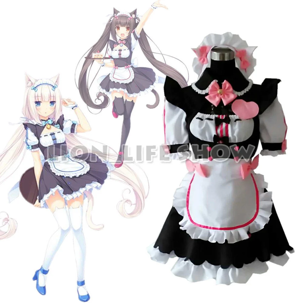 Женский костюм для косплея Biamoxer NEKOPARA Chocola Ванильная горничная Сексуальное Милое