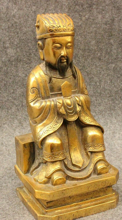 10 Folk Chinese Bronze Gilt Collect Taoism Deity Heaven Jade Emperor King Statue | Statues &amp Sculptures