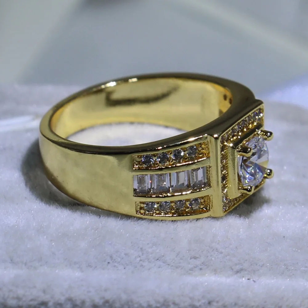 Мужское кольцо из желтого золота 10 карат с фианитом размеры 8 13|band ring|brand ringfashion rings