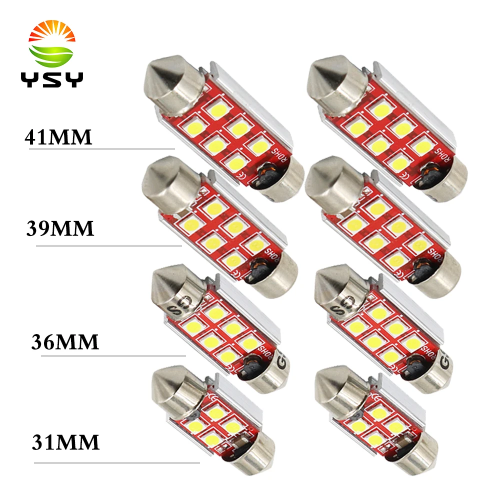 YSY 3030 4SMD 31 мм 6SMD 36 39 41 C5W C10W CANBUS без ошибок Φ smd светодиодный лампа для внутреннего