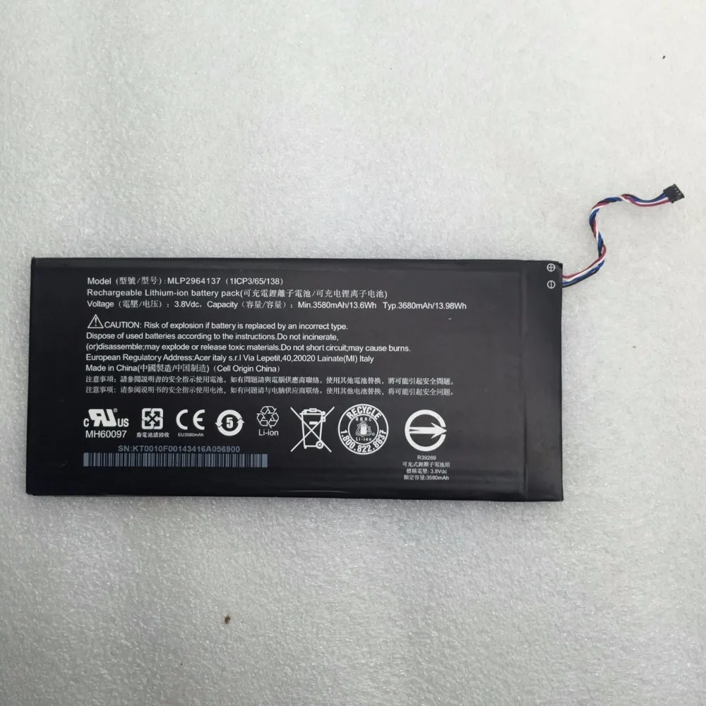 Новый планшетный аккумулятор MLP2964137 для ACER Iconia One 7 B1 730HD A1402 3165142P 170L 3 8 V