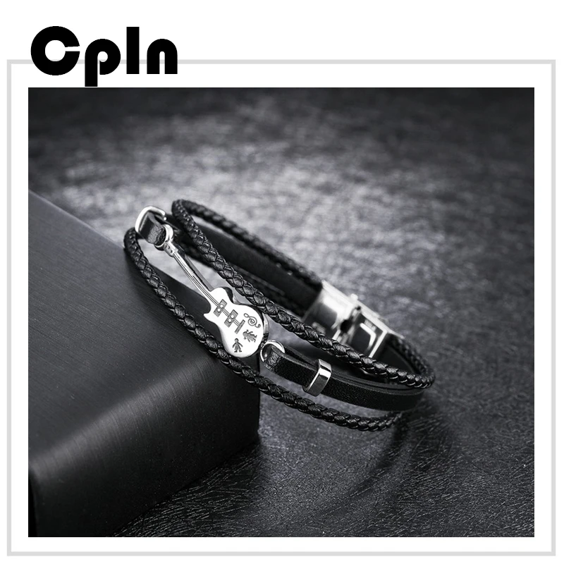 Cpln 2019 креативный мини гитара кожаный браслет для мужчин и женщин Ретро Многослойные тканые титановые
