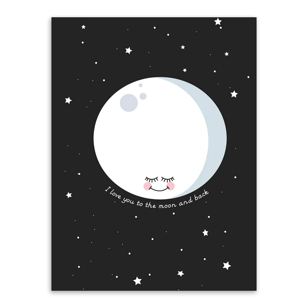 L Love You To The Moon And Back Quote живопись на холсте мультфильмы Nordic минималистическая
