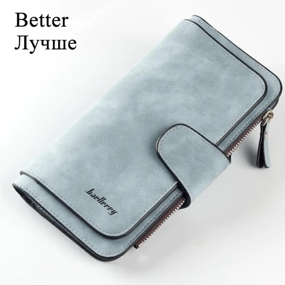 light blue better Baellerry держатель для карт женский кошелек длинный качественный Обложка для паспорта Модный повседневный Женский кошелек на молнии многофункциональный кошелек для монет - Цвет: light blue better