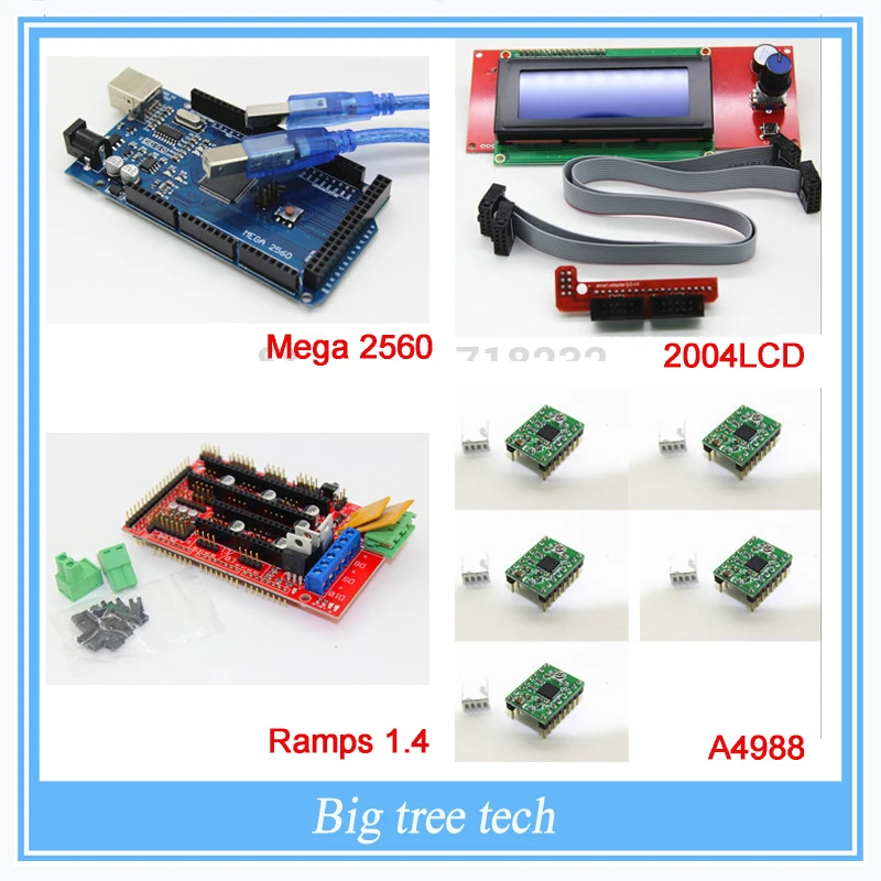 3D-принтер Φ Mega 2560 R3 + контроллер RAMPS 1 4 шт. модуль шагового драйвера A4988 5 2004 |