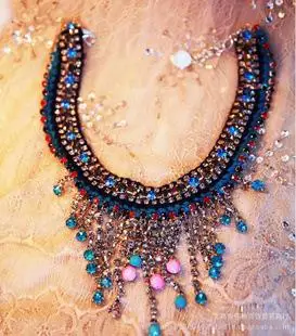db10094 sparkle gem tassel candy Women Fashion Jewelry designer inspired Luxury statement necklace &amp pendant choker bib collar |