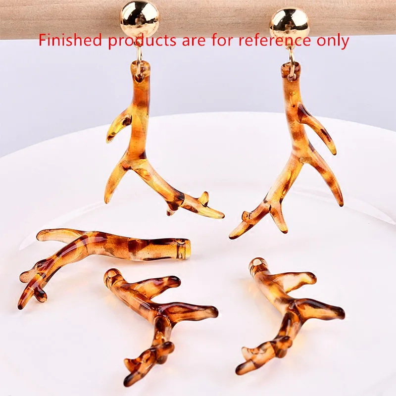 

2017 New style 30pcs/lot Leopard printing cartoon tree branch shape resin beads charms diy jewelry earring pendants accessory