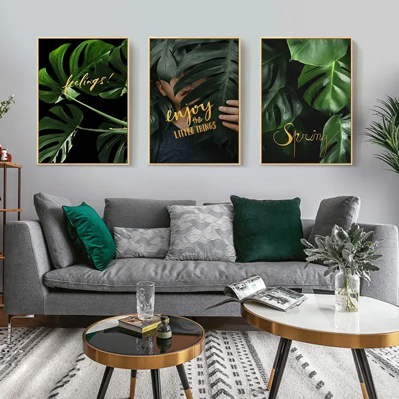 Скандинавская Картина на холсте современный принтами листьев растений арт