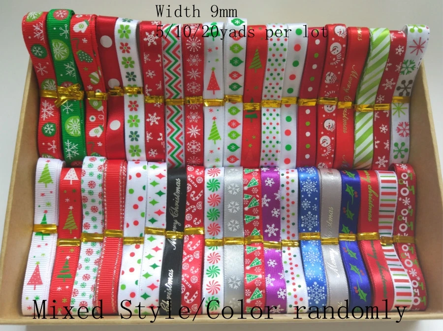 5/10/20Y merry christmas pattern Mixed Size/Style Grosgrain And Satin Ribbon Randomly 9MM 16MM 22/25MM | Дом и сад