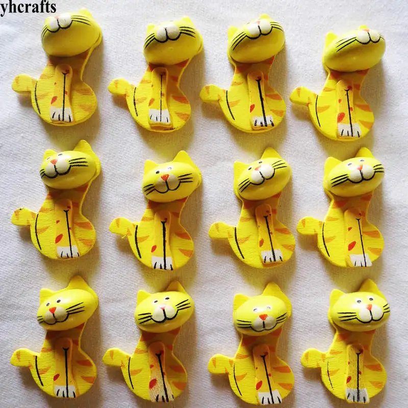 100 шт./лот 3D деревянные наклейки с желтым котом весенние пасхальные украшения для