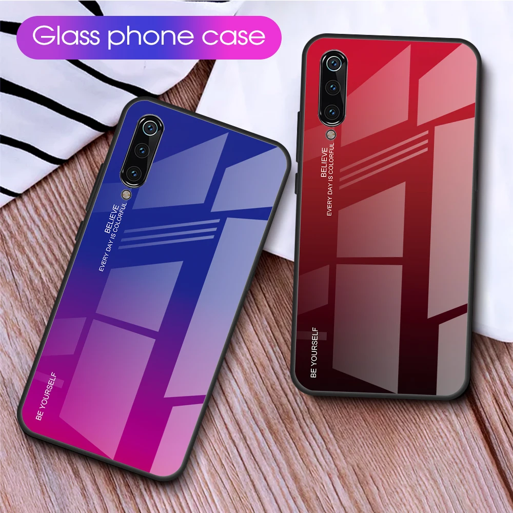 Градиентный чехол из закаленного стекла для Xiaomi Redmi Note 7 5 6 Pro Pocophone F1 6X 5X Mi9 SE 9t Mi8 Mi A2