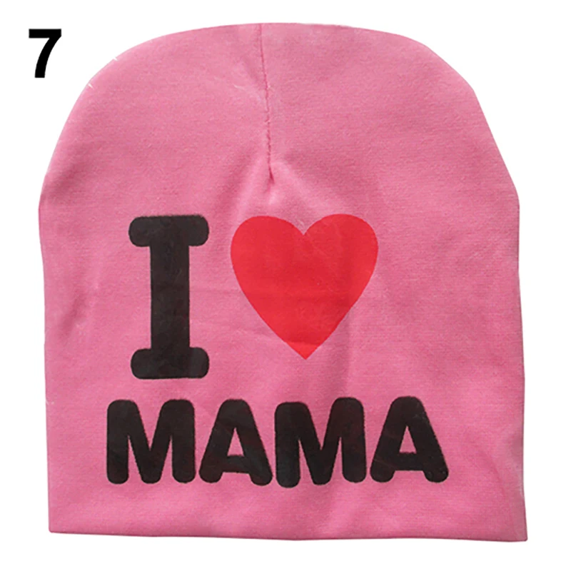 Мягкая теплая вязаная шляпа с принтом I Love Papa Mama хлопковые шапки для мальчиков и