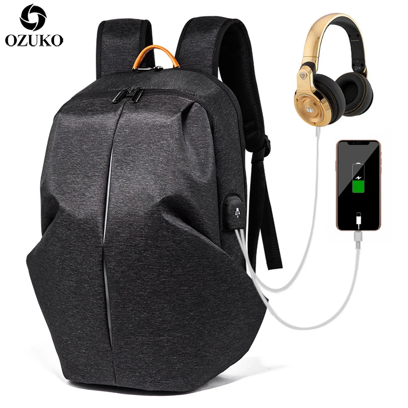 OZUKO 15 6 дюймов Бизнес ноутбука Рюкзаки Для мужчин школьный рюкзак с зарядка через