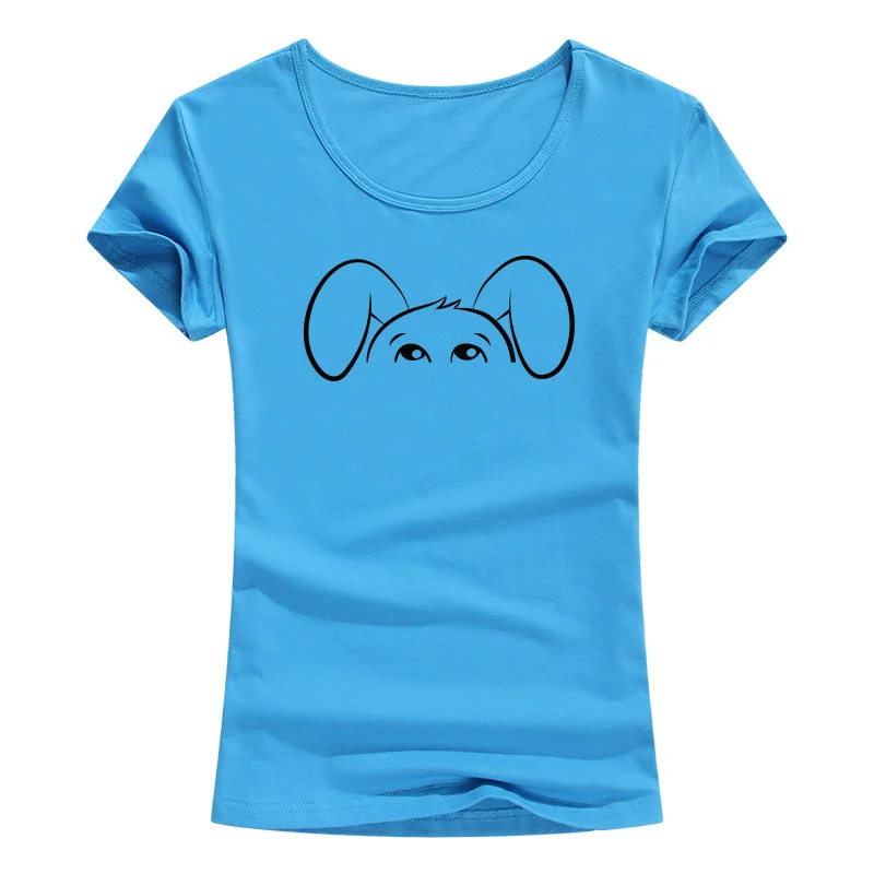 

Cute Rabbit Print T-Shirt Cotton Women Summer New Fashion Short Sleeve O-Neck T Shirt Cartoon Tops Female
